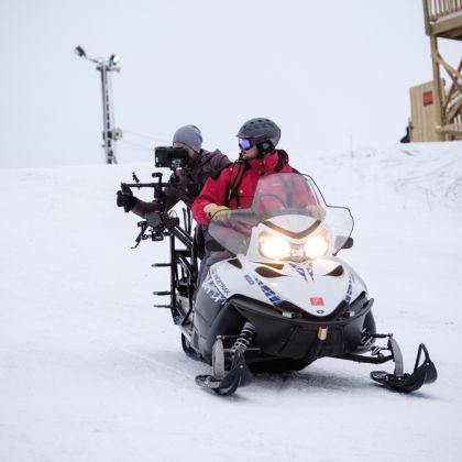 thumbnail image of Shooting video on a snowmobile